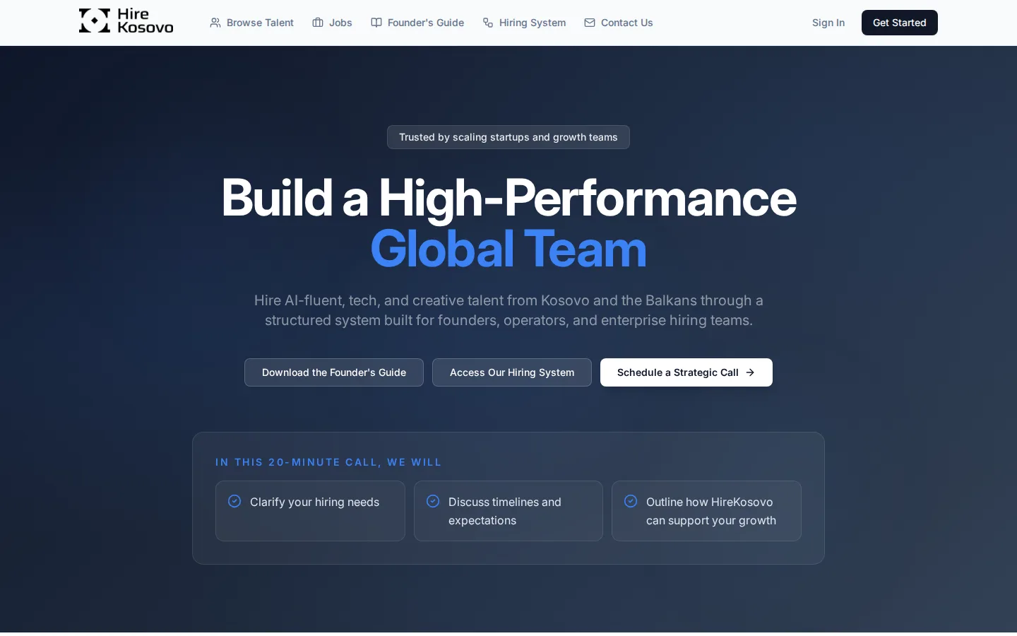 HireKosovo homepage